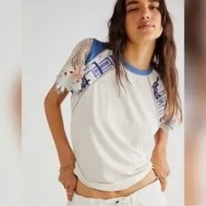 Free People As If Detail Sleeve Cotton Tee